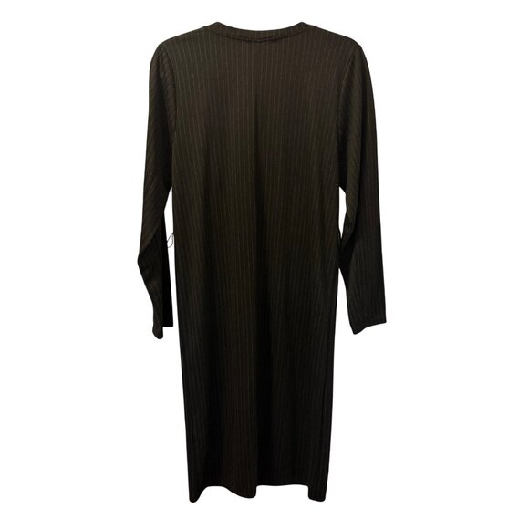 Zara Basic Black Pinstripe Long Sleeve Dress With Pockets Sz S Dress - Picture 10 of 12